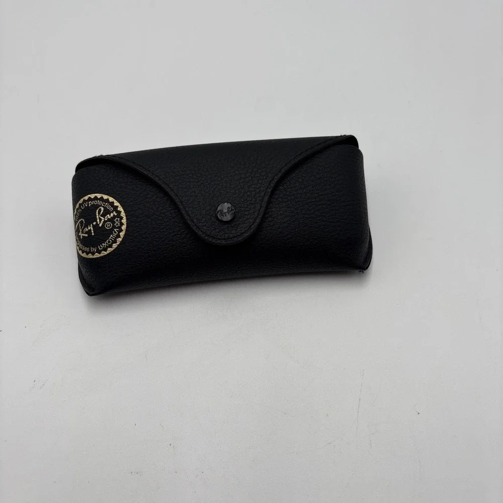 Ray Ban Sunglass Case Black Soft Shell Button Closure Cleaning Cloth Paper Work‎